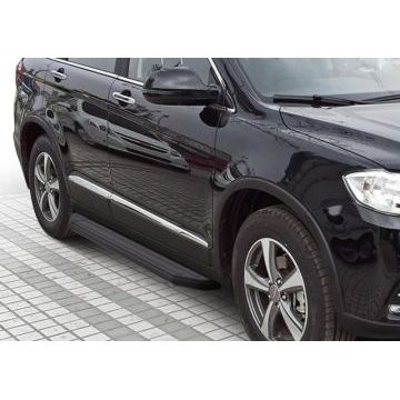 Пороги алюминиевые Rival Black-Premium для Haval H6 2014-