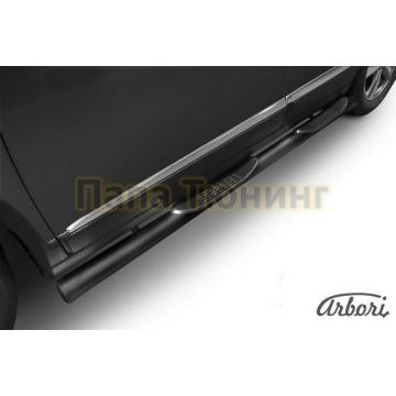 Пороги чёрная сталь труба с накладками 76 мм Slitkoff для Haval H6 2014- Пороги чёрная сталь труба с накладками 76 мм Slitkoff для Haval H6 2014-