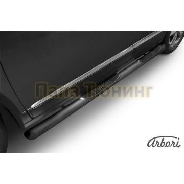 Пороги чёрная сталь труба с накладками со скосами 76 мм Slitkoff для Haval H6 2014- Пороги чёрная сталь труба с накладками со скосами 76 мм Slitkoff для Haval H6 2014-