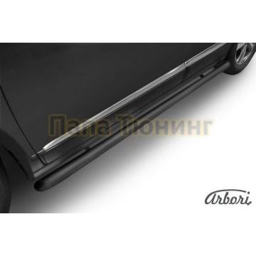 Защита штатных порогов чёрная сталь труба со скосами 57 мм Slitkoff для Haval H6 2014- Защита штатных порогов чёрная сталь труба со скосами 57 мм Slitkoff для Haval H6 2014-