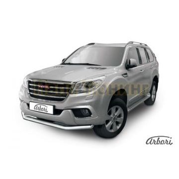 Защита переднего бампера 76 мм Slitkoff для Haval H9 2015-2024 Защита переднего бампера 76 мм Slitkoff для Haval H9 2015-2024