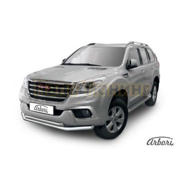Защита передняя двойная 76-57 мм Slitkoff для Haval H9 2015-2024
