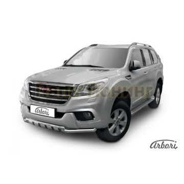 Защита передняя двойная с накладками 57-57 мм Slitkoff для Haval H9 2015-2024