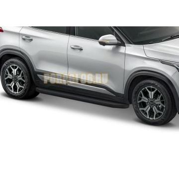 Пороги алюминиевые Rival Black-Premium для Kia Soul 2019-