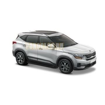 Пороги алюминиевые Rival Black Start для Kia Soul 2019-/Kia Seltos 2019-