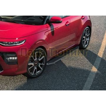 Пороги алюминиевые Rival Premium для Kia Soul 2019-/Kia Seltos 2019-