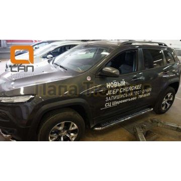 Пороги с площадкой нержавеющий лист 60 мм для Jeep Cherokee Trailhawk 2014-