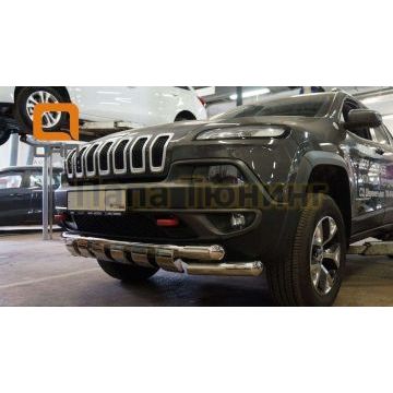 Защита передняя двойная Shark 76-76 мм CAN Otomotiv для Jeep Cherokee Trailhawk 2014-