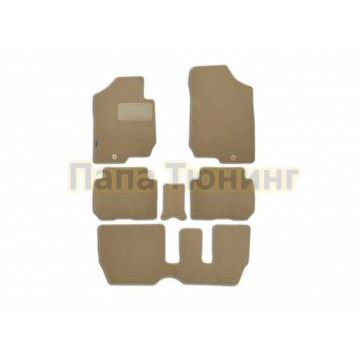 Коврики в салон текстиль бежевые 6 штук Autofamily для Kia Carens 2006-2012
