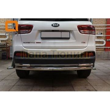Защита задняя с уголками 60-42 мм CAN Otomotiv для Kia Sorento Prime 2015-2017