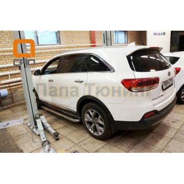 Пороги с площадкой нержавеющий лист 60 мм для Kia Sorento Prime 2015-
