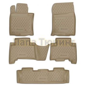 Коврики в салон полиуретан бежевые 5 штук для 7 мест Autofamily для Lexus GX 460 2010-