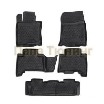 Коврики в салон полиуретан серые 5 штук для 7 мест Autofamily для Lexus GX 460 2010-