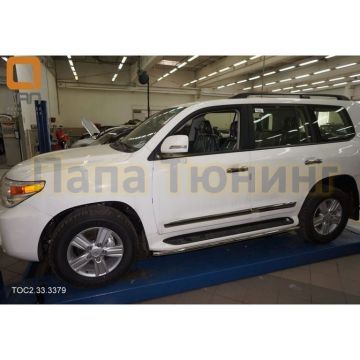 Защита штатных порогов 42 мм CAN Otomotiv для Toyota LC 200/Lexus LX 570/LX 570 Sport 2012-