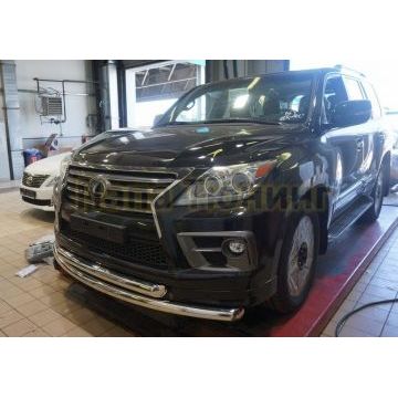 Защита передняя двойная 76-60 мм CAN Otomotiv для Lexus LX-570 Sport 2014-