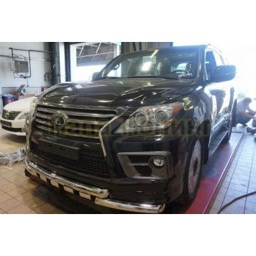 Защита передняя двойная Shark 76-60 мм CAN Otomotiv для Lexus LX-570 Sport 2014-