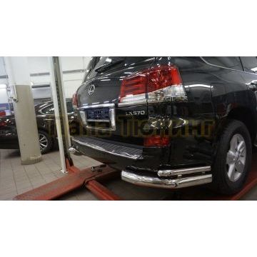 Защита задняя двойные уголки 76-42 мм CAN Otomotiv для Lexus LX-570 Sport 2014-
