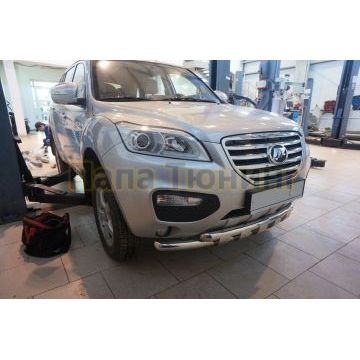 Защита передняя двойная Shark 60-60 мм CAN Otomotiv для Lifan X-60 2011-2016