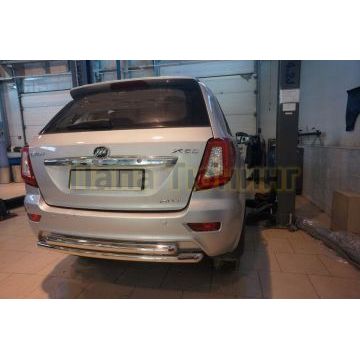 Защита задняя двойная 60-60 мм CAN Otomotiv для Lifan X-60 2011-2016
