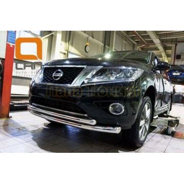 Защита передняя двойная 76-60 мм CAN Otomotiv для Nissan Pathfinder 2014- Защита передняя двойная 76-60 мм CAN Otomotiv для Nissan Pathfinder 2014-