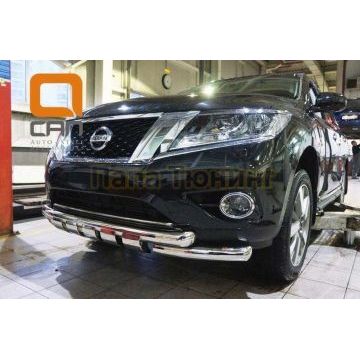Защита передняя двойная Shark 76-60 мм CAN Otomotiv для Nissan Pathfinder 2014- Защита передняя двойная Shark 76-60 мм CAN Otomotiv для Nissan Pathfinder 2014-