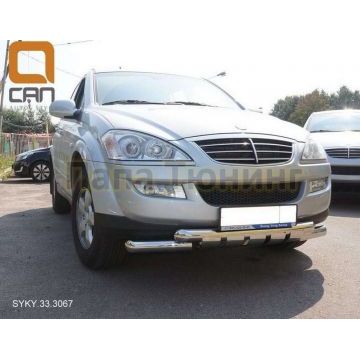 Защита передняя двойная Shark 76-76 мм CAN Otomotiv для SsangYong Kyron 2007-2015 Защита передняя двойная Shark 76-76 мм CAN Otomotiv для SsangYong Kyron 2007-2015