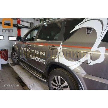 Защита штатных порогов 42 мм CAN Otomotiv для SsangYong Rexton 2012-2015 Защита штатных порогов 42 мм CAN Otomotiv для SsangYong Rexton 2012-2015