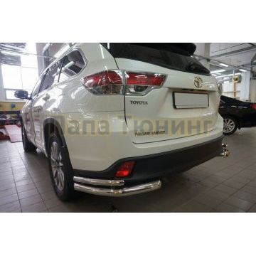 Защита задняя двойные уголки 60-42 мм CAN Otomotiv для Toyota Highlander 2014-2016