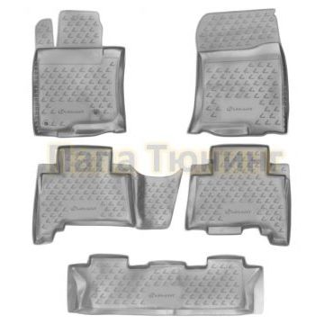 Коврики в салон полиуретан серые 5 штук для 7 мест Autofamily для Toyota Land Cruiser Prado 150 2009-2013