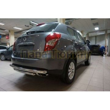 Защита заднего бампера двойная 60-60 мм CAN Otomotiv для SsangYong Actyon 2013-