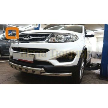 Защита передняя двойная 60-60 мм CAN Otomotiv для Chery Tiggo 5 2014-