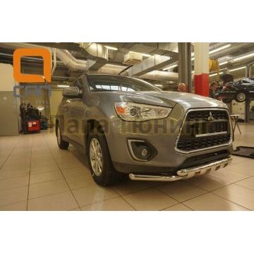 Защита передняя двойная Shark 60-60 мм CAN Otomotiv для Mitsubishi ASX 2013-2016