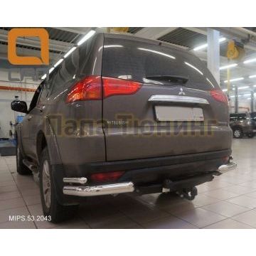 Защита задняя двойные уголки 76-42 мм CAN Otomotiv для Mitsubishi Pajero Sport 2008-2016
