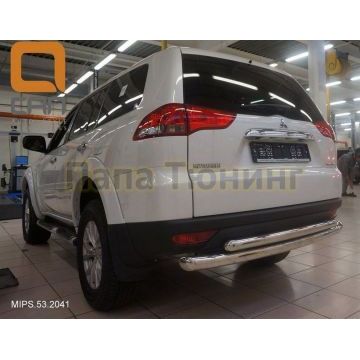 Защита задняя двойная 76-60 мм CAN Otomotiv для Mitsubishi Pajero Sport 2008-2016