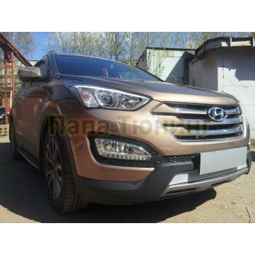 Защита радиатора Hyundai Santa Fe 2012-2015 chrome PREMIUM