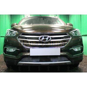 Защита радиатора Hyundai Santa Fe 2015-2018 с датчиком ACC black PREMIUM