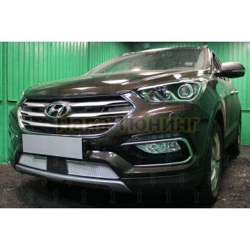 Защита радиатора Hyundai Santa Fe 2015-2018 с датчиком ACC chrome PREMIUM
