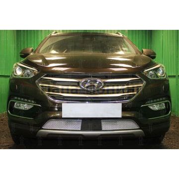 Защита радиатора Hyundai Santa Fe 2015-2018 с датчиком ACC chrome PREMIUM