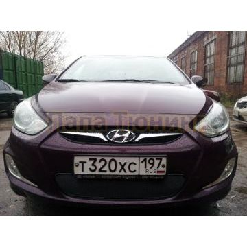 Защита радиатора Hyundai Solaris 2011-2014 black PREMIUM