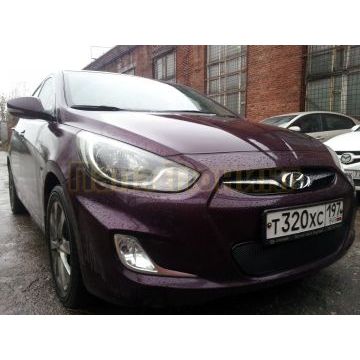 Защита радиатора Hyundai Solaris 2011-2014 black PREMIUM