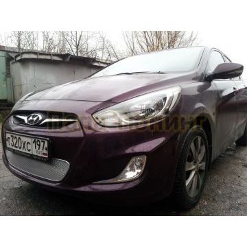 Защита радиатора Hyundai Solaris 2011-2014 chrome PREMIUM