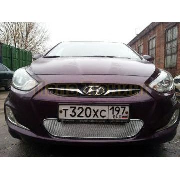 Защита радиатора Hyundai Solaris 2011-2014 chrome PREMIUM