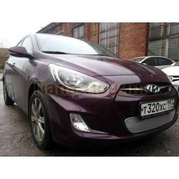 Защита радиатора Hyundai Solaris 2011-2014 chrome PREMIUM