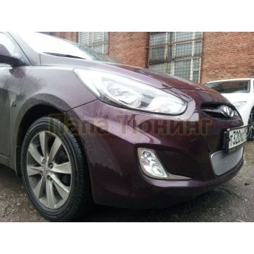 Защита радиатора Hyundai Solaris 2011-2014 chrome PREMIUM