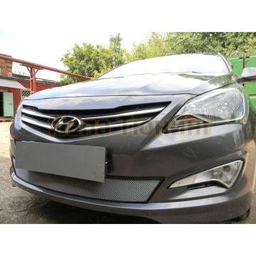 Защита радиатора Hyundai Solaris 2014-2017 chrome