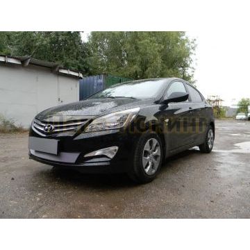 Защита радиатора Hyundai Solaris 2014-2017 chrome