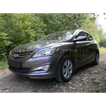 Защита радиатора Hyundai Solaris 2014-2017 black PREMIUM