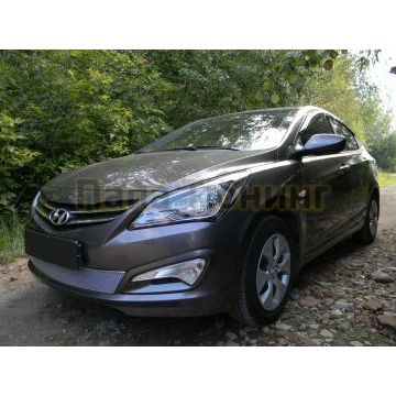 Защита радиатора Hyundai Solaris 2014-2017 chrome PREMIUM