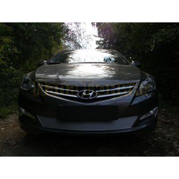 Защита радиатора Hyundai Solaris 2014-2017 chrome PREMIUM