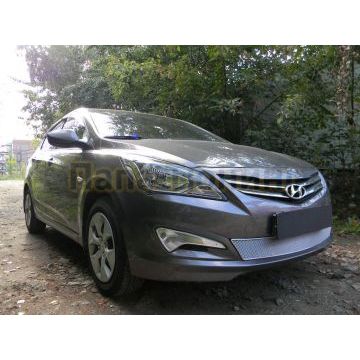 Защита радиатора Hyundai Solaris 2014-2017 chrome PREMIUM